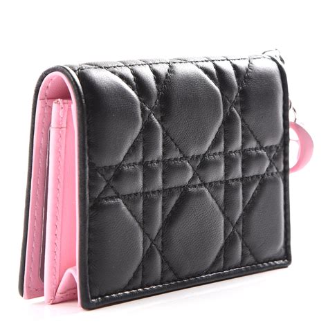 CHRISTIAN DIOR Lambskin Cannage Lady Dior Card Holder